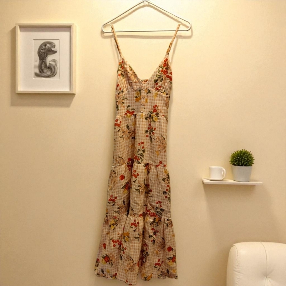 Reformation Floral Checkered Maxi Dress